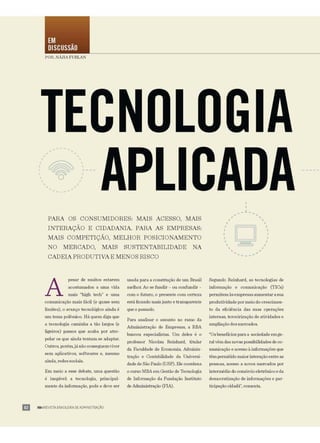 Revista RBA | Revista Brasileira de Administração | Tecnologia aplicada para o bem