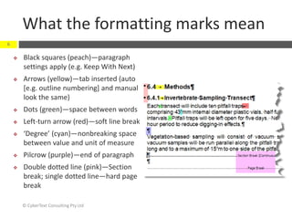 word formatting marks defined