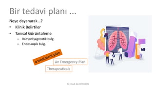 Bir tedavi planı ...
Neye dayanarak ..?
• Klinik Belirtiler
• Tanısal Görüntüleme
– Radyodiyagnostik bulg.
– Endoskopik bulg.
An Emergency Plan
Therapeuticals
Dr. Hadi ALİHOSSEİNİ
 