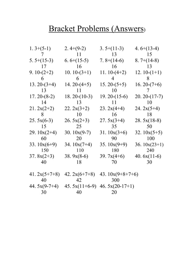 Bracket maths | PDF