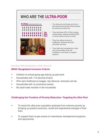 Ultra Poor Graduation Program Graduating Families out of Ultra-Poverty (BRAC) | PDF