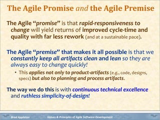 Values & Principles of Agile Software DevelopmentBrad Appleton
Sustainable Pace
If the pace of the team is not sustainable...