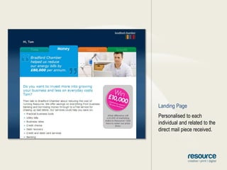 Landing PagePersonalised to each individual and related to the direct mail piece received.