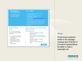 SurveySimple survey questions related to the campaign message gave Chamber of Commerce representatives  the ability to make a meaningful call