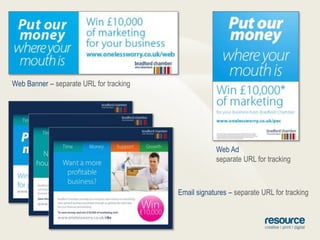 Web Banner– separate URL for trackingWeb Adseparate URL for trackingEmail signatures – separate URL for tracking