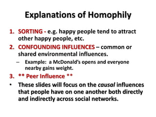 Homphily Example TOPIC 4 Social Networks | PPTX