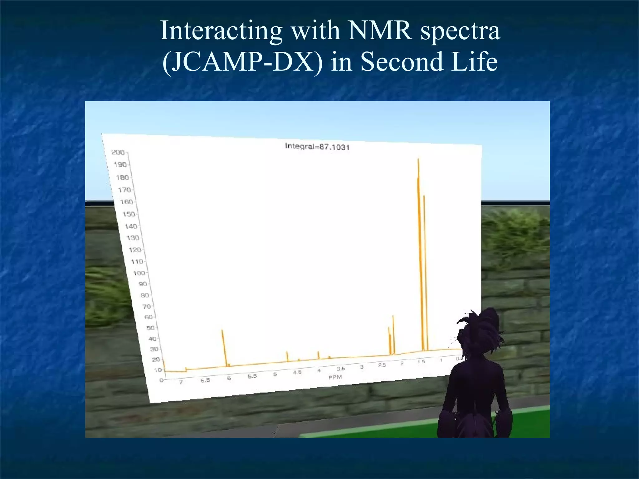 Interacting with NMR spectra (JCAMP-DX) in Second Life 