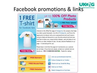 Facebook promotions & links 