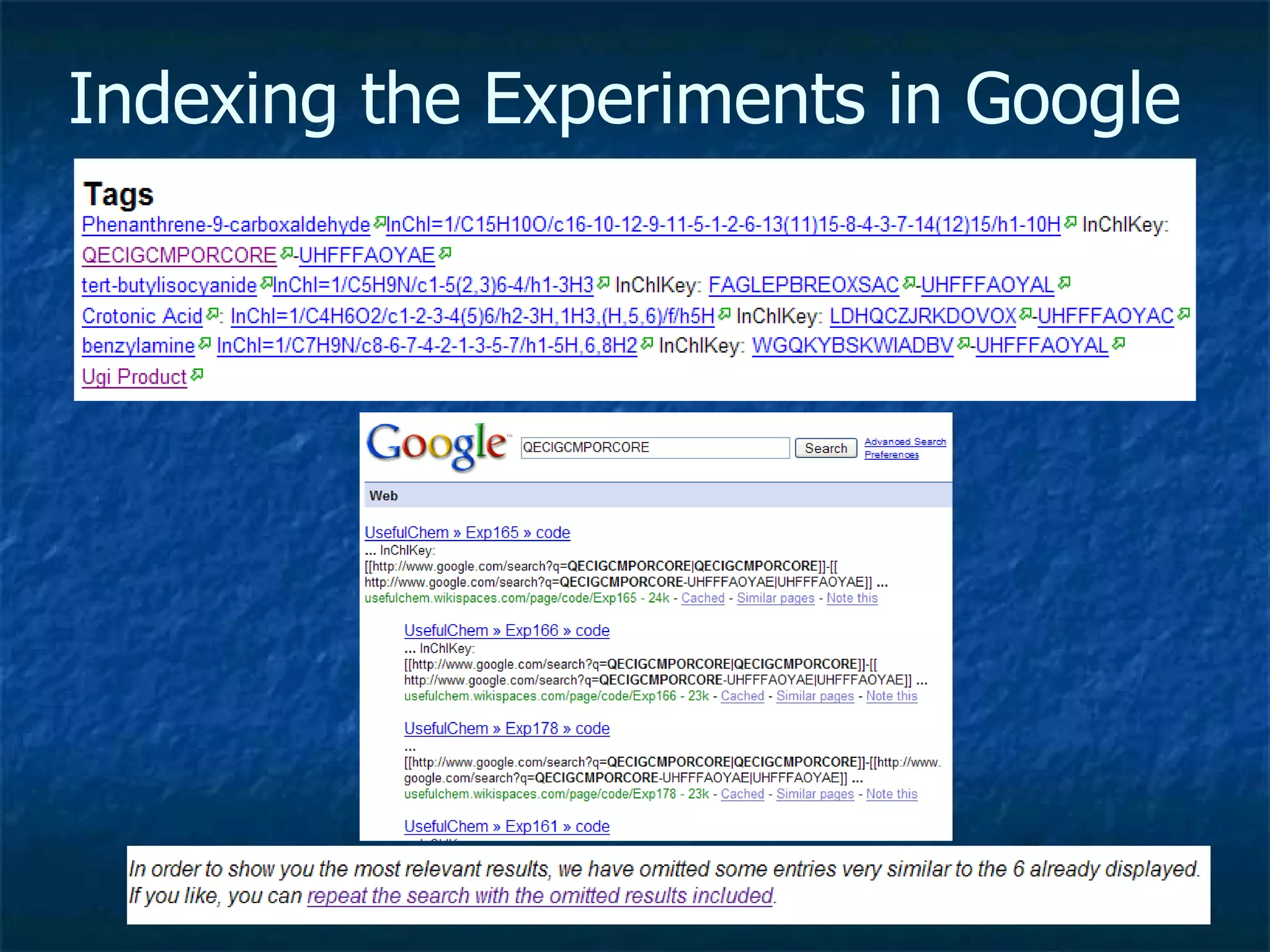 Indexing the Experiments in Google 