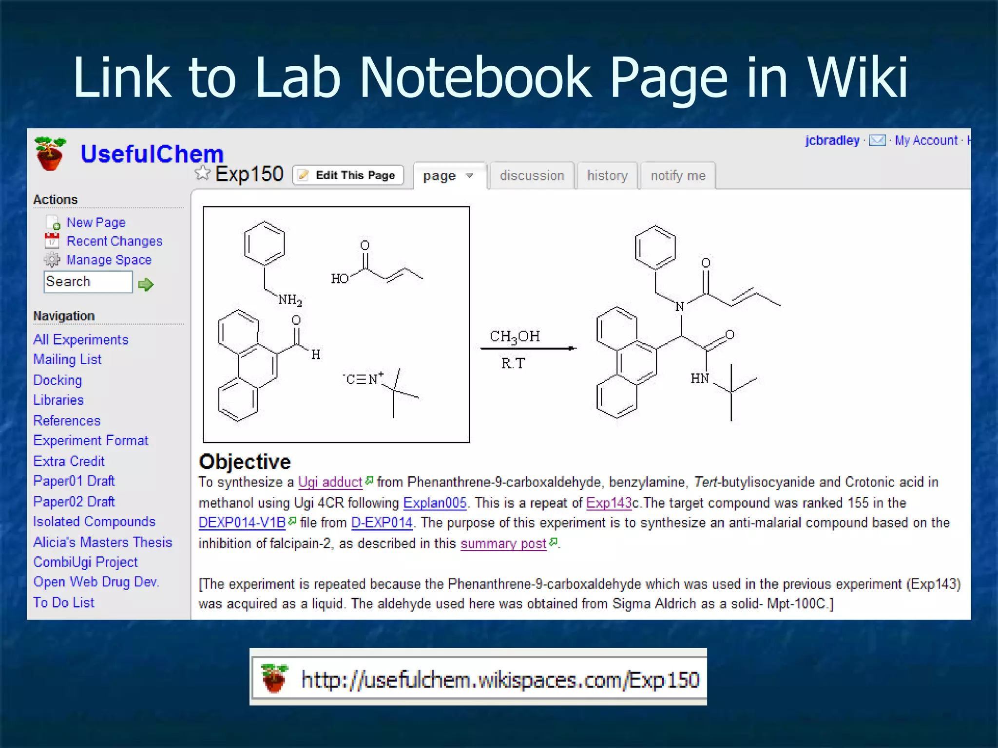 Link to Lab Notebook Page in Wiki 