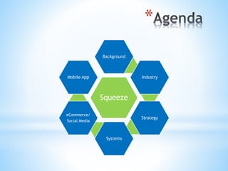 *
Squeeze
Background
Industry
Strategy
Systems
eCommerce/
Social Media
Mobile App
 