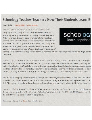 New Education Technology Startup, Schoology, Finds Great Success