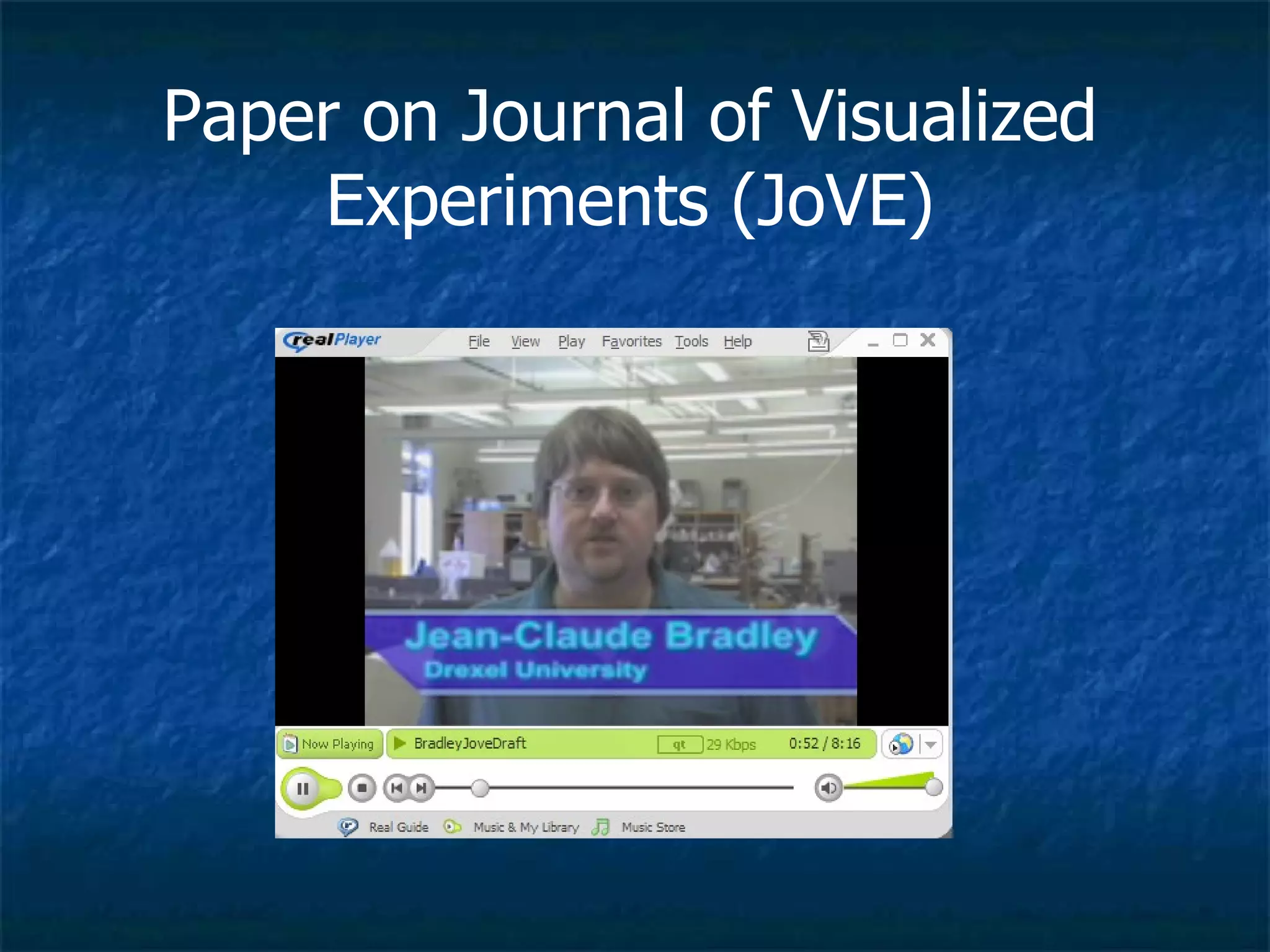 Paper on Journal of Visualized Experiments (JoVE)