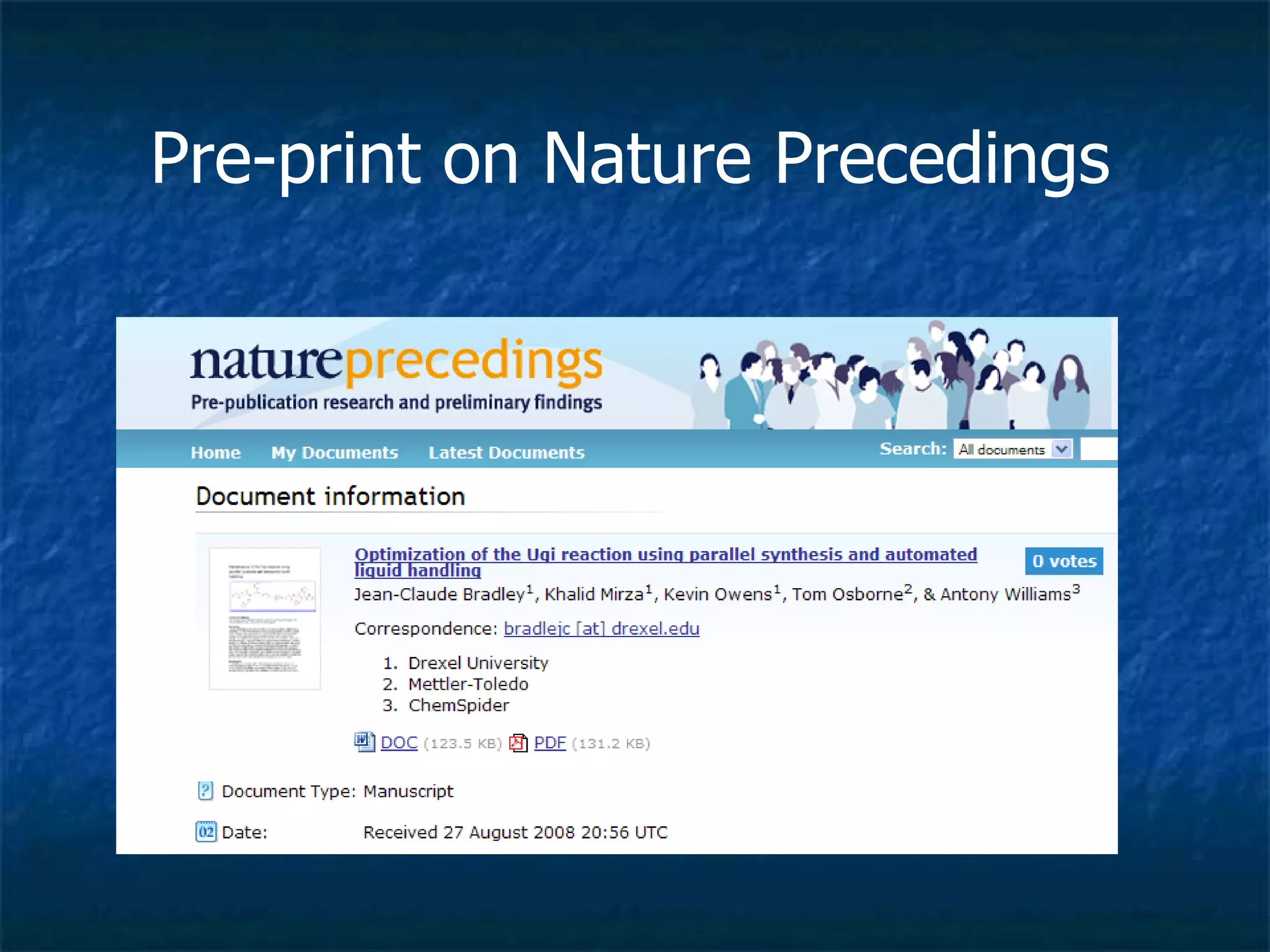 Pre-print on Nature Precedings
