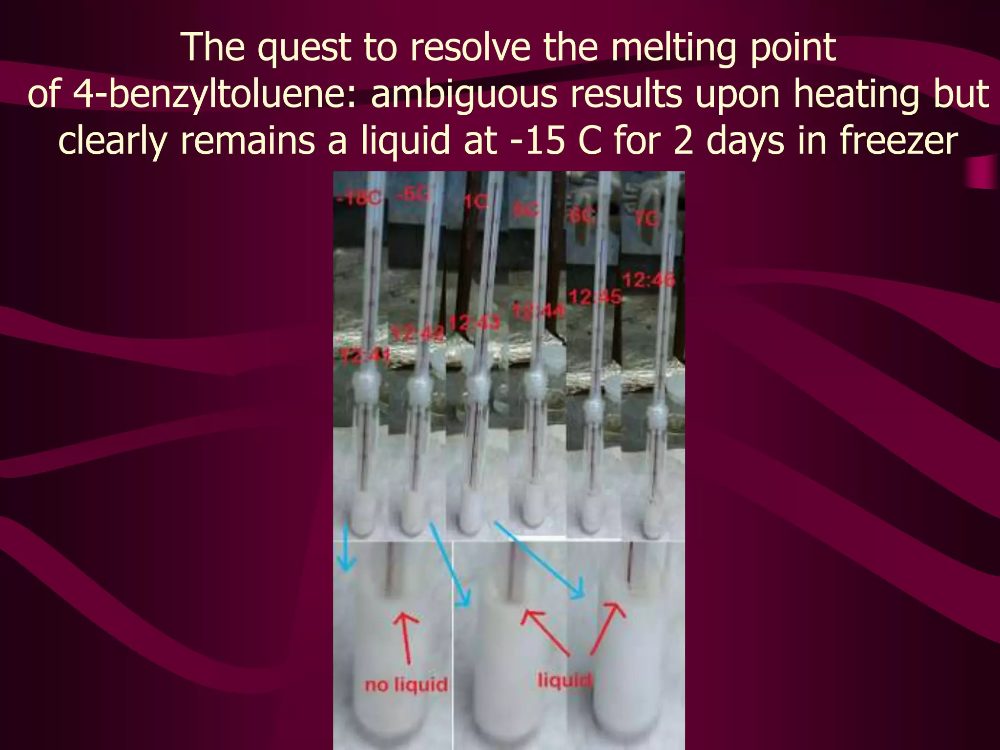 Some melting points can’t be resolved only with literature: 4-benzyltoluene