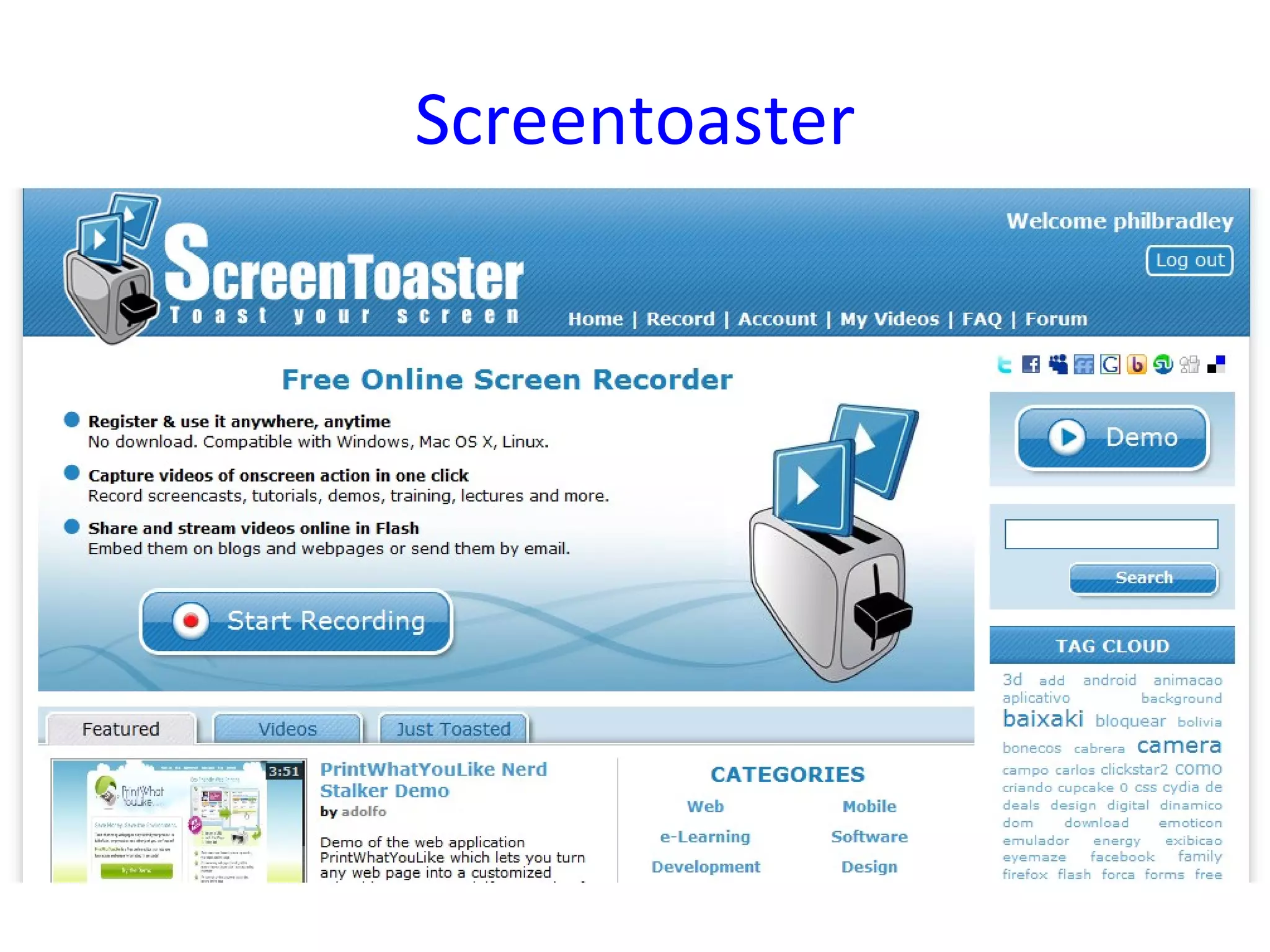 Screentoaster