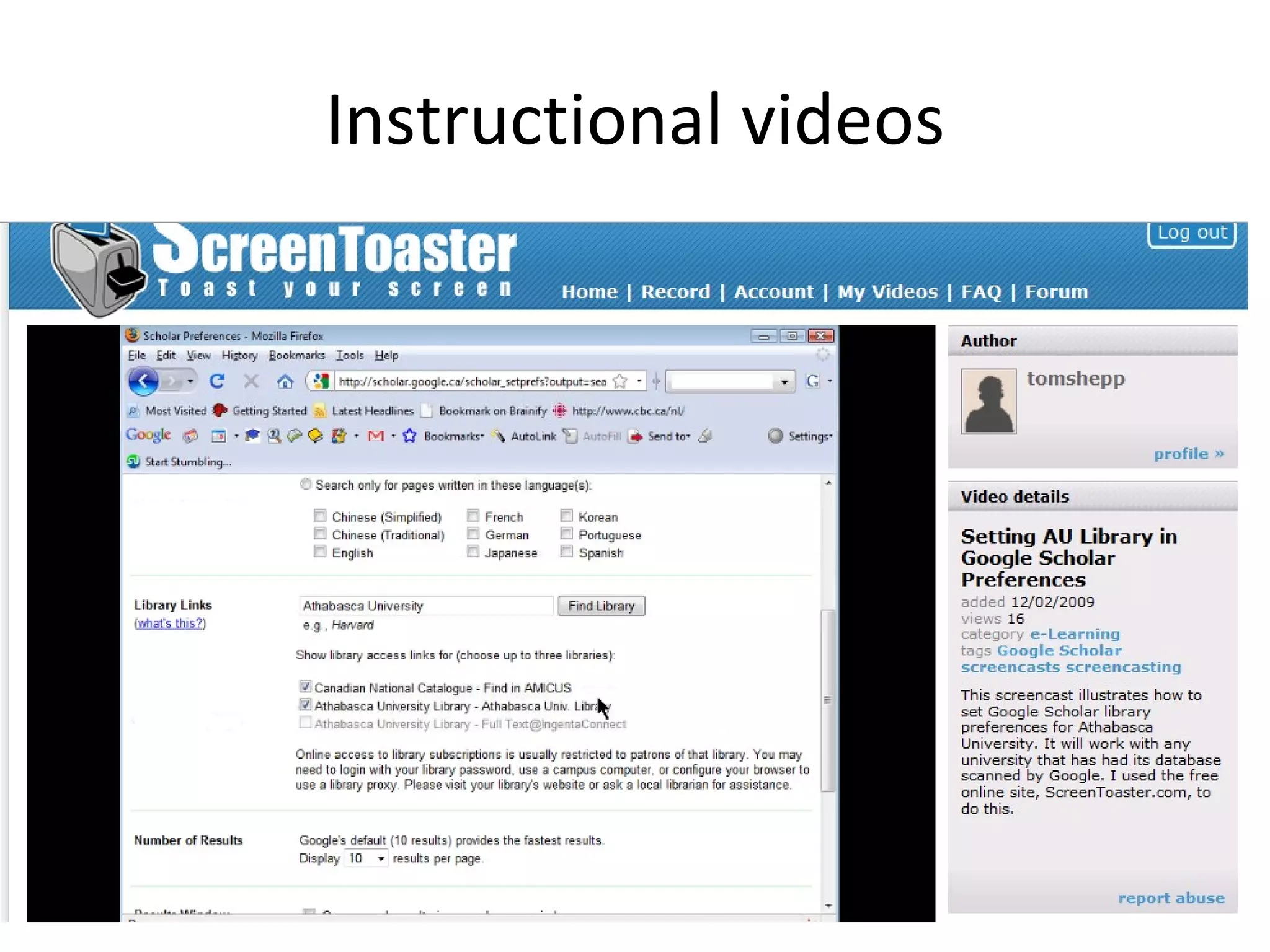 Instructional videos
