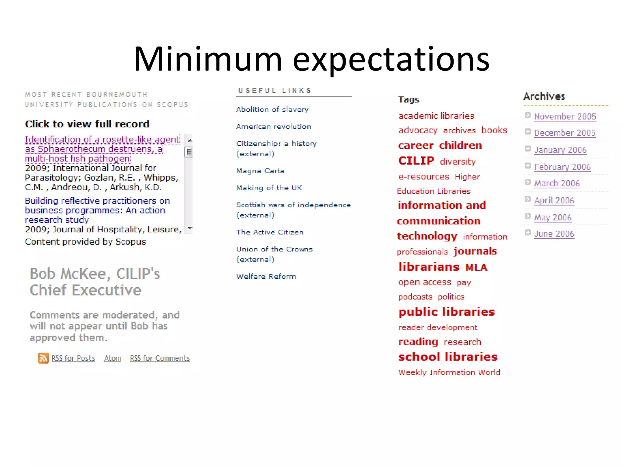 Minimum expectations