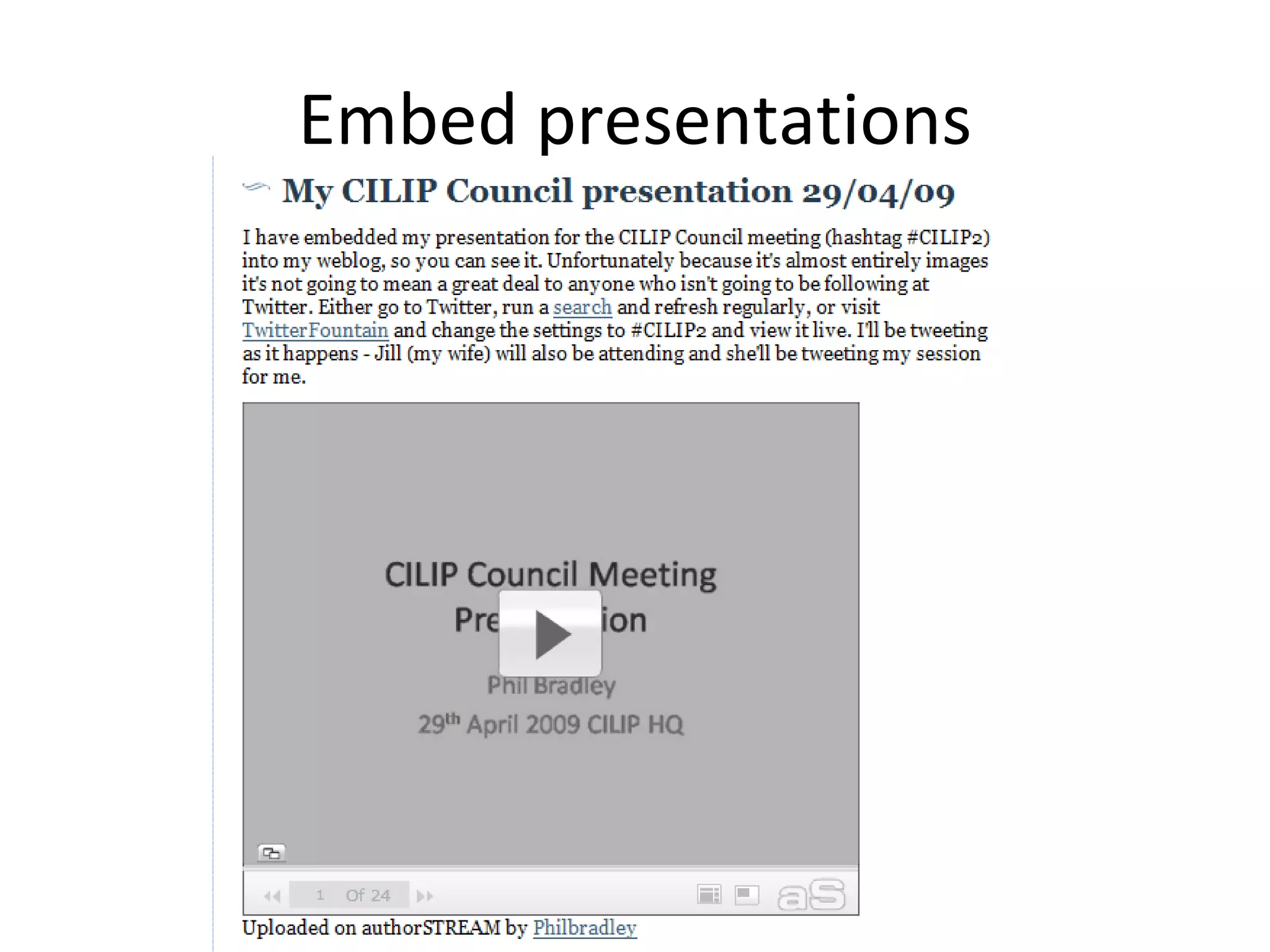 Embed presentations
 