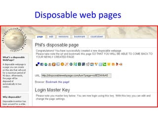 Disposable web pages
 