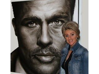 Portret in Olieverf van Brad Pitt door Saskia Vugts Portretschilder