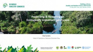 Protecting & Restoring an
Ecologically Important Landscape
Brad Sanders
Head of Operations, Restorasi Ekosistem Riau
 