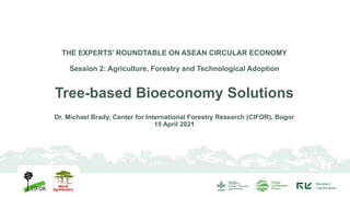 THE EXPERTS’ ROUNDTABLE ON ASEAN CIRCULAR ECONOMY
Session 2: Agriculture, Forestry and Technological Adoption
Tree-based Bioeconomy Solutions
Dr. Michael Brady, Center for International Forestry Research (CIFOR), Bogor
15 April 2021
 