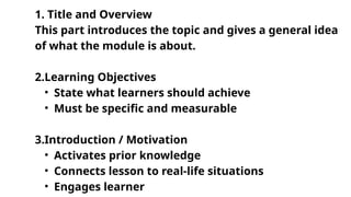 Comprehensive Guide to Instructional Module Preparation and Design | PPTX
