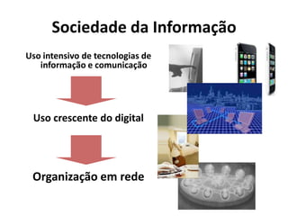 Sociedade da InformaçãoUso intensivo de tecnologias de informação e comunicaçãoUso crescente do digitalOrganização em rede