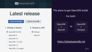 5
The place to get OpenJDK builds
For both
https://adoptopenjdk.net
OpenJDK
+
OpenJ9
OpenJDK
+
Hotspot
or
 