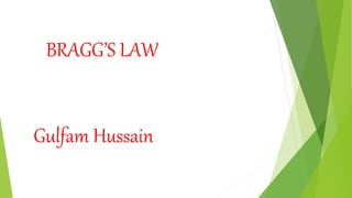BRAGG’S LAW
Gulfam Hussain
 