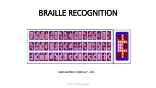 Braille To Sinhala Converter
BRAILLE RECOGNITION
Segmentation Small Each Dots
 