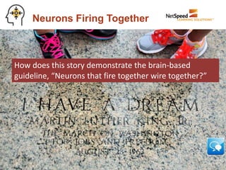 © 2017 NetSpeed Learning Solutions. All rights reserved. 20
How does this story demonstrate the brain-based
guideline, “Ne...