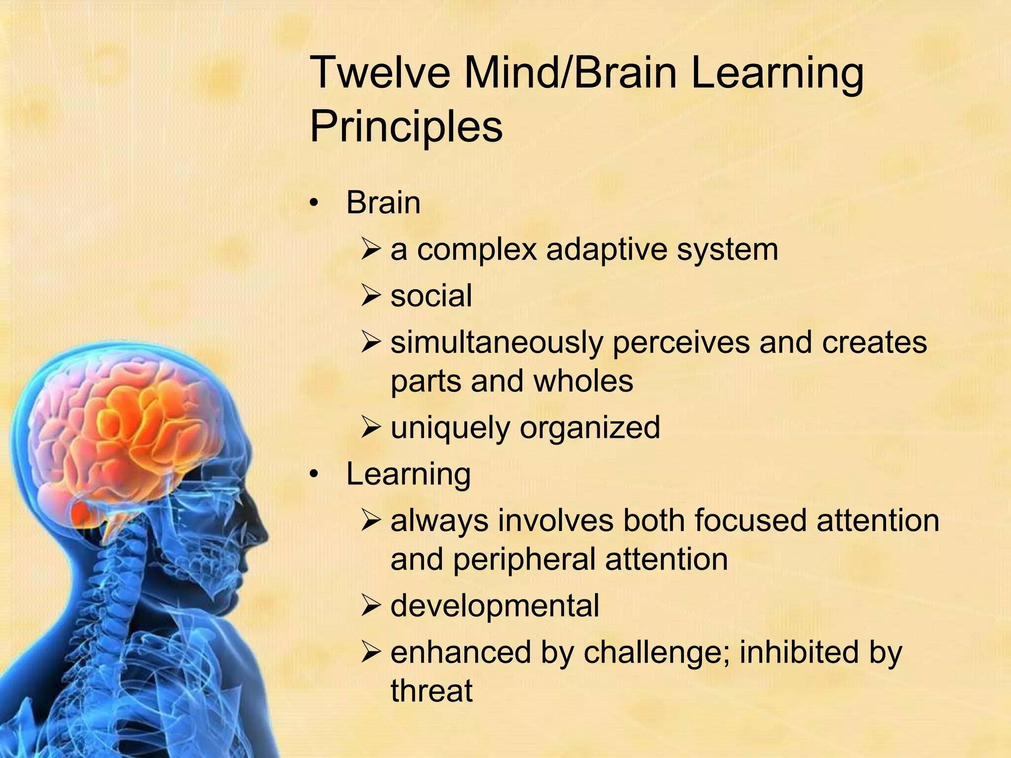 Twelve Mind/Brain Learning PrinciplesBraina complex adaptive system