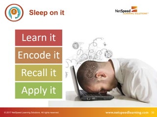 © 2017 NetSpeed Learning Solutions. All rights reserved. 36
Sleep on it
 