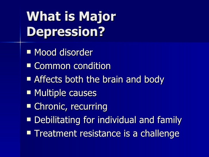 Brain Chemistry And The Medical Treatment Of Major Depression