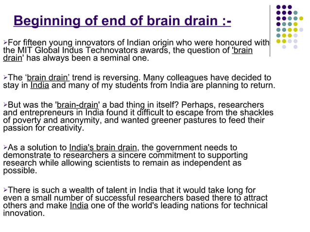 an speech on topic brain drain