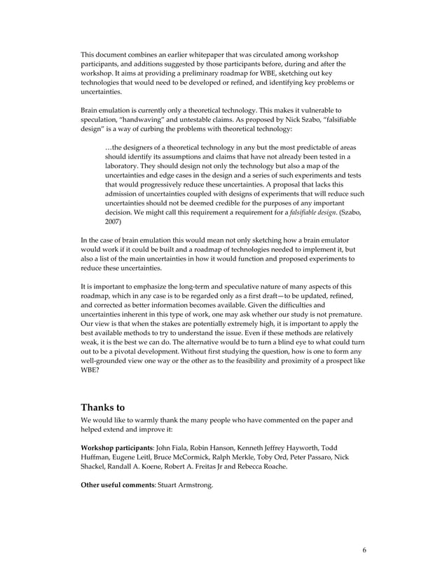 Brain Emulation Roadmap Report Pdf Graphics Software Computer