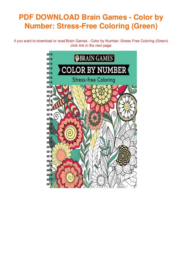 Brain Games Color by Number StressFree Coloring (Green)