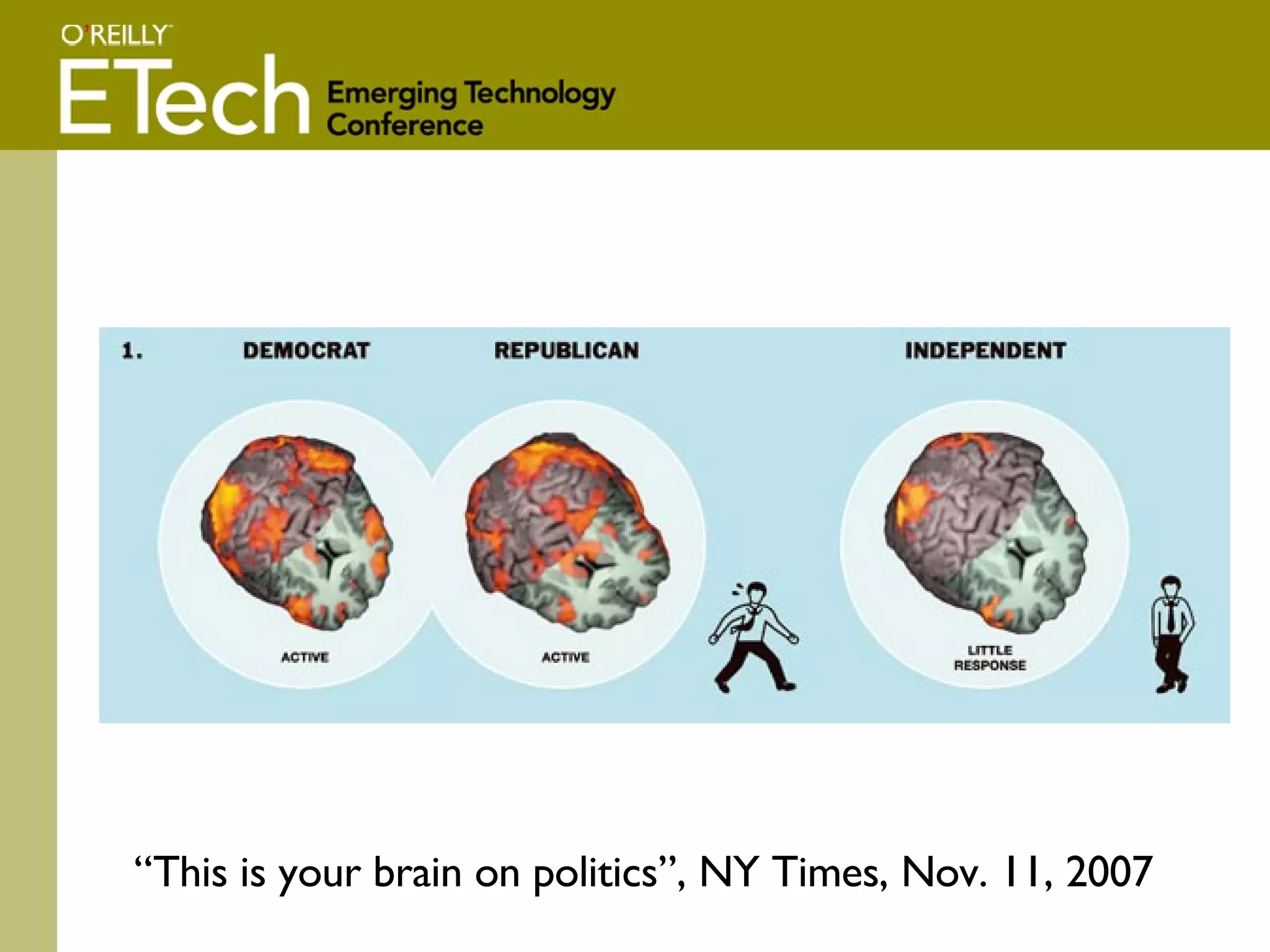 “ This is your brain on politics”, NY Times, Nov. 11, 2007 