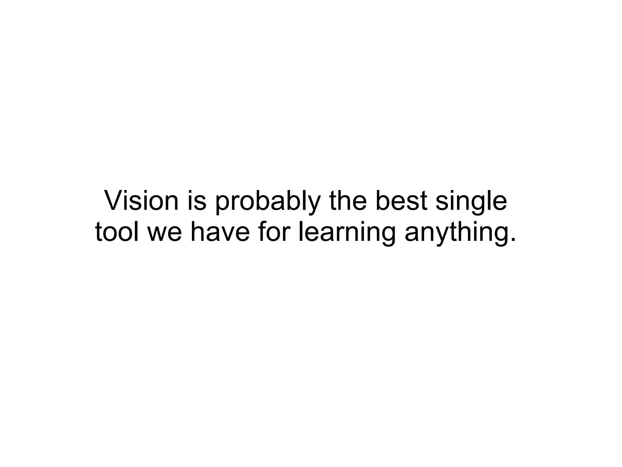 Vision is probably the best single tool we have for learning anything. 
