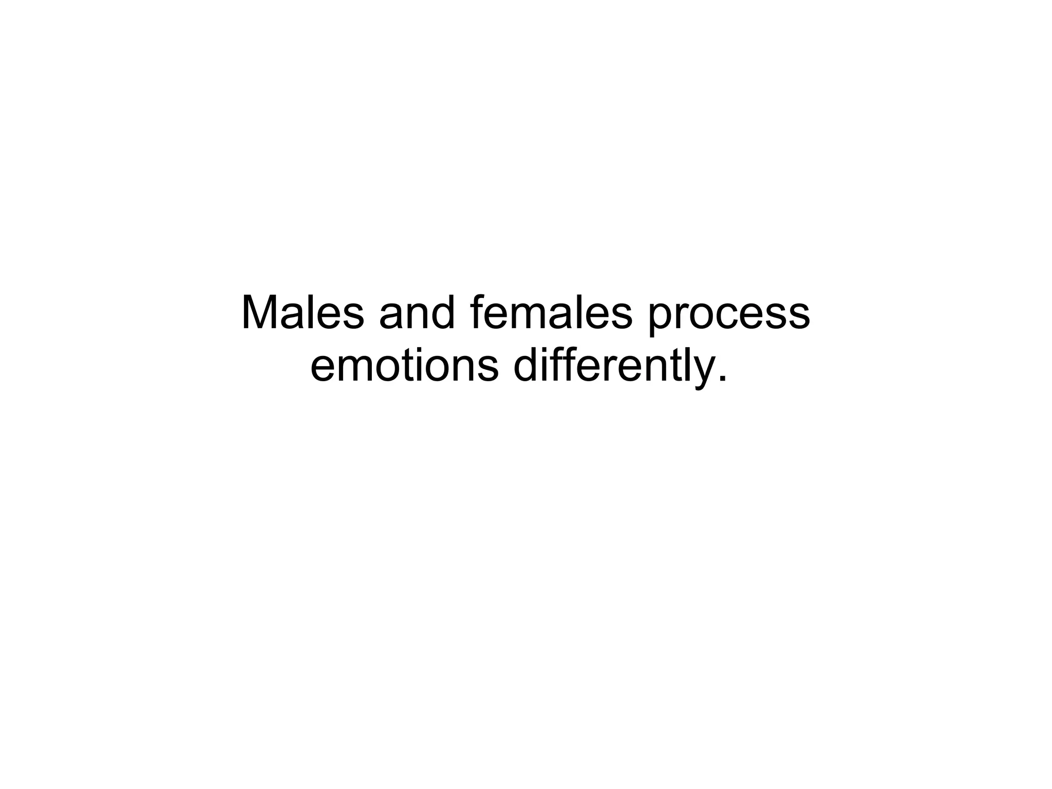 Males and females process emotions differently.  