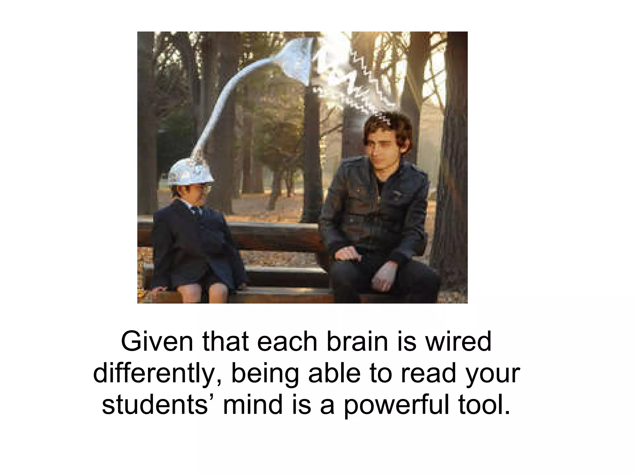 Given that each brain is wired differently, being able to read your students’ mind is a powerful tool. 