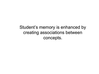 Student’s memory is enhanced by
  creating associations between
            concepts.
 