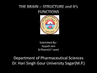 Submitted By:-
Suyash Jain
B Pharm(1st sem)
Department of Pharmaceutical Sciences
Dr. Hari Singh Gour University Sagar(M.P.)
 