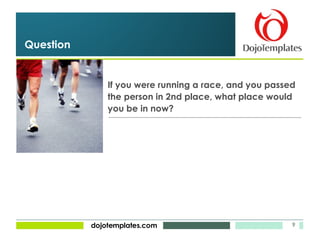 If you were running a race, and you passed the person in 2nd place, what place would you be in now? Question 