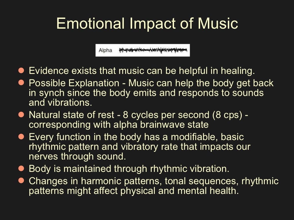 Emotional impact of music evidence