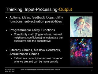 March 28, 2015
Brain as a DAC
Thinking: Input-Processing-Output
 Actions, ideas, feedback loops, utility
functions, subje...