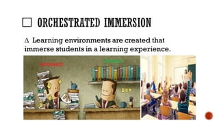 ∆ Learning environments are created that
immerse students in a learning experience.
 
