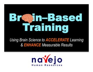 Br in–Based
Training
 

Using Brain Science to ACCELERATE Learning
& ENHANCE Measurable Results

 